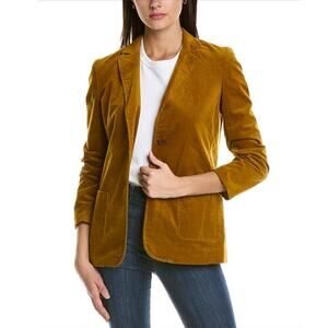 J McLaughlin Aubrey Blazer Jacket Mustard Yellow Velvet Preppy Women's Small